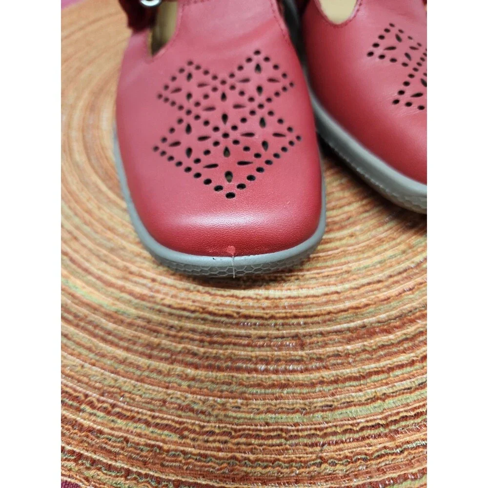 Hotter Sunset Comfort Concept Maryjanes Red Leather New Size 7 Made In The UK